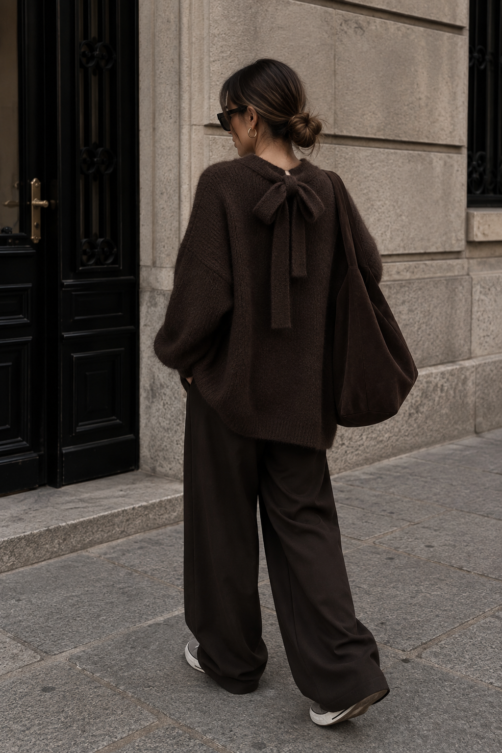 Pull oversize marron