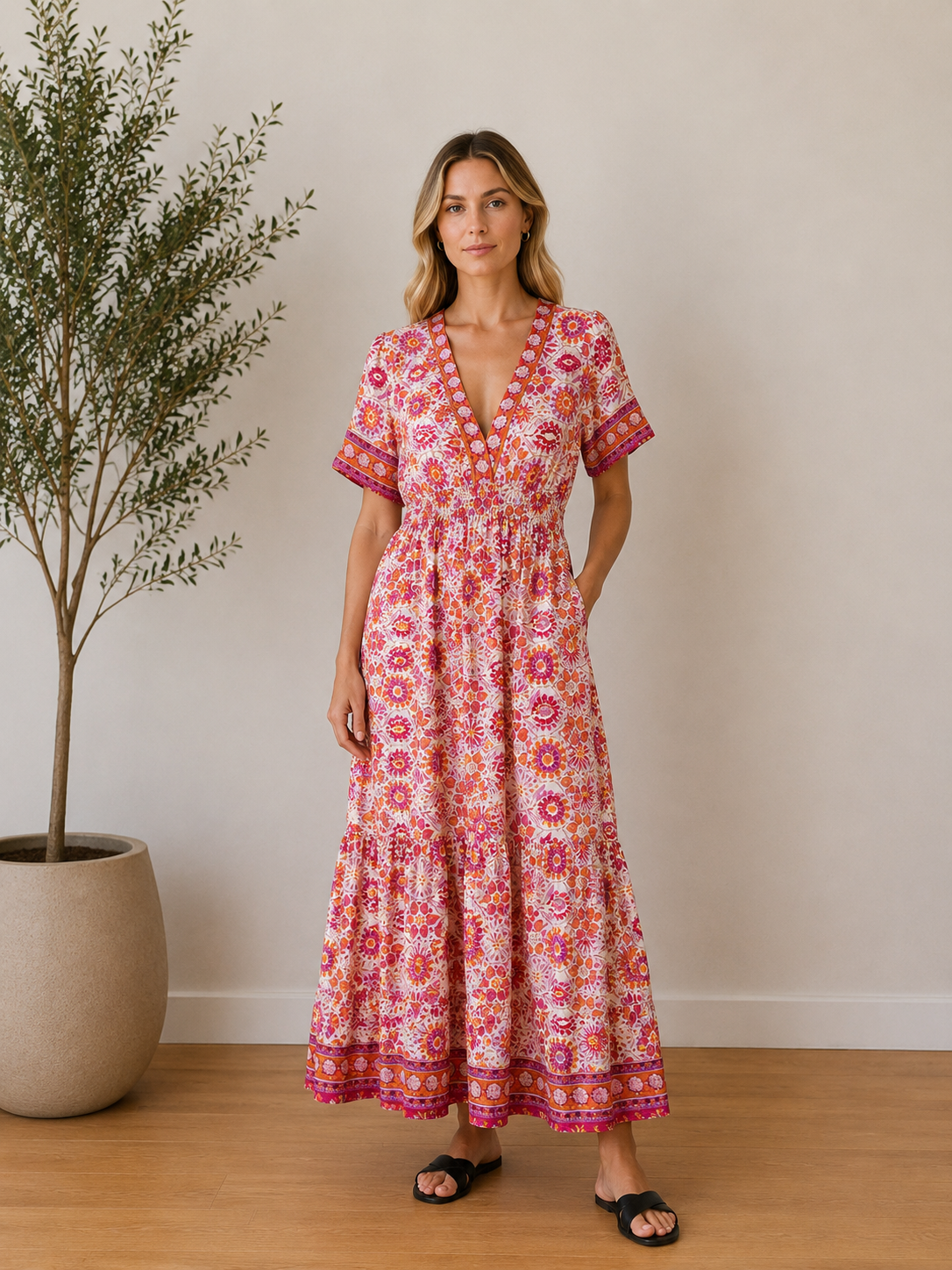 Robe fleurie rose