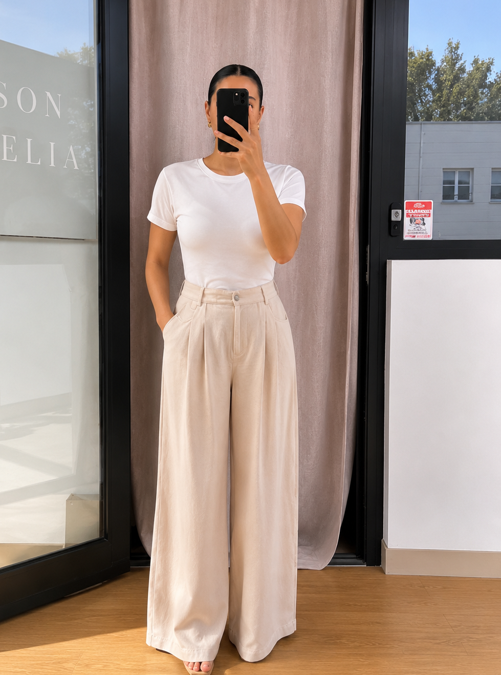 Jean oversize beige