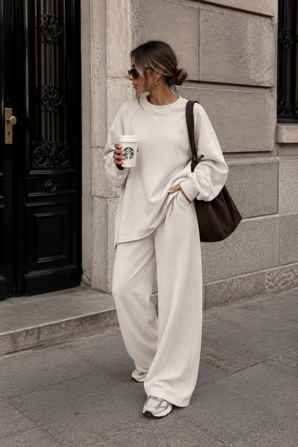 Ensemble jogging beige