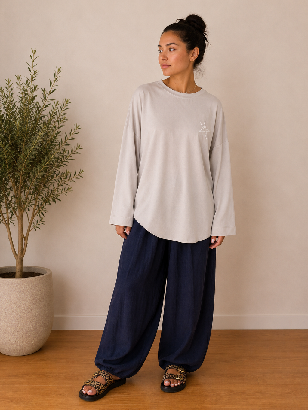 T shirt étoile taupe