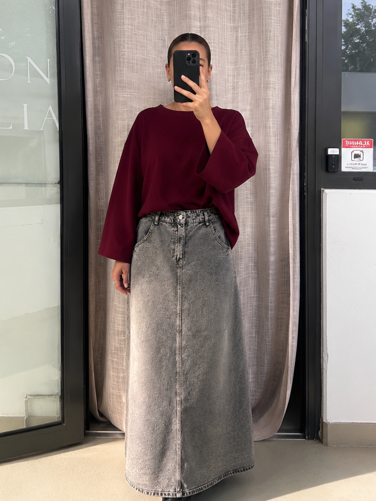 Jupe en jean grise curvy