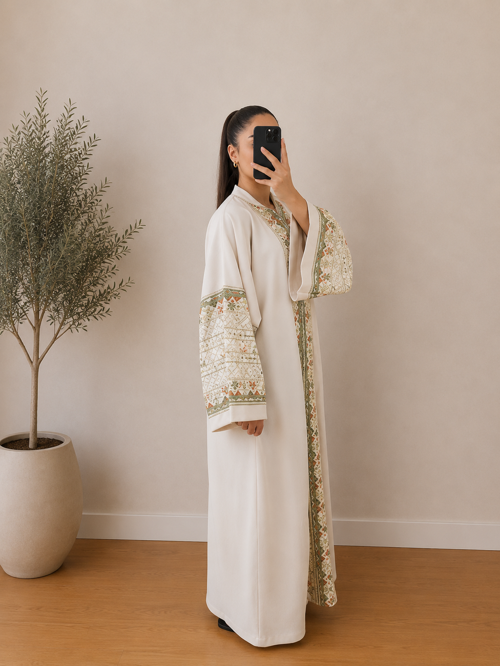 ROBE PERLÉE BRODÉE BEIGE
