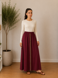 Jupe bordeaux brodé