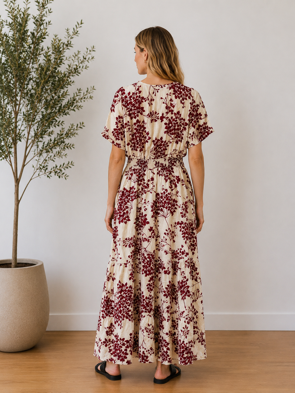 Robe fleurie bordeaux