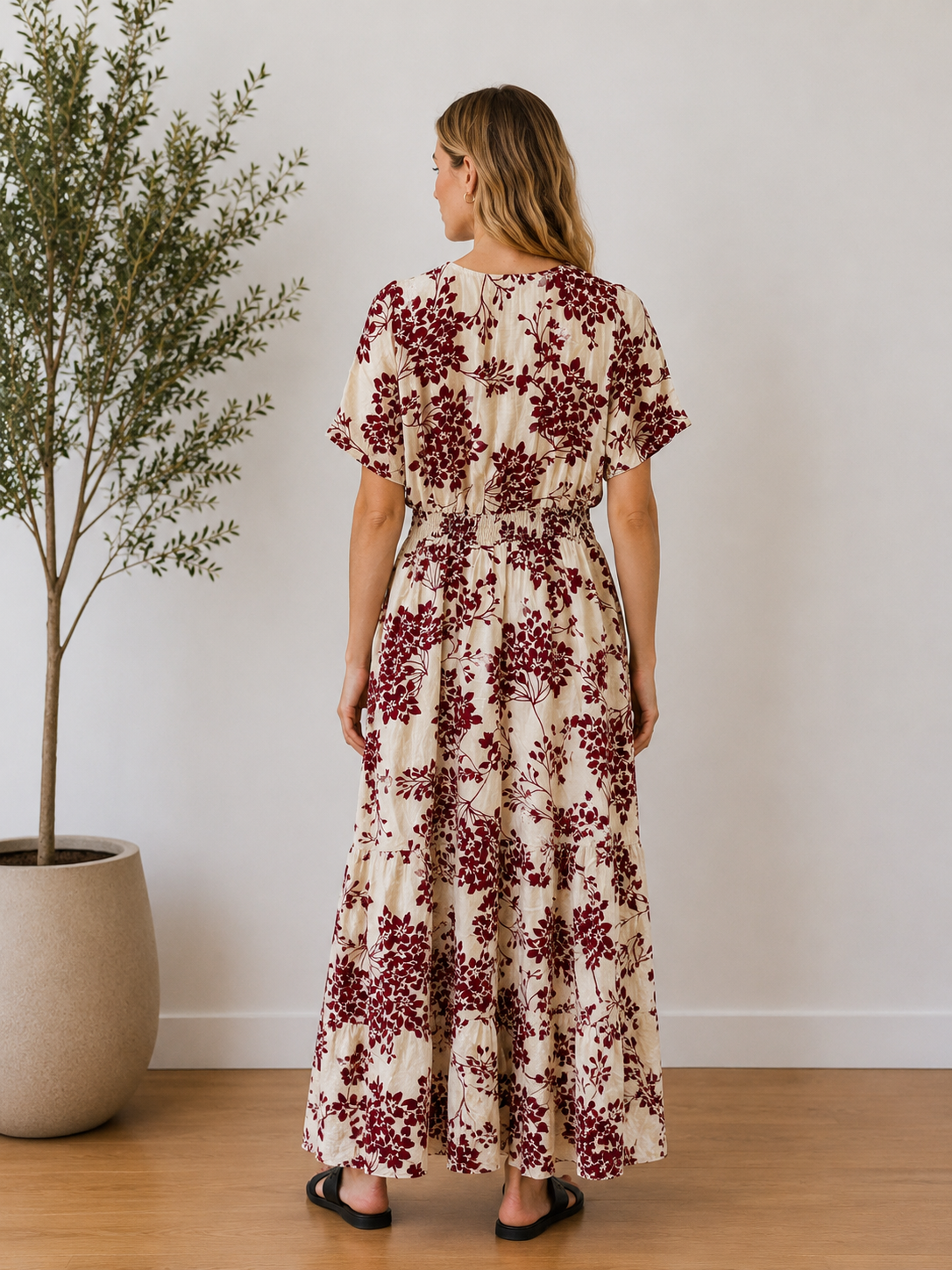 Robe fleurie bordeaux