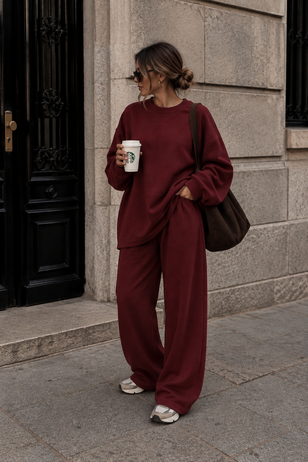 Ensemble jogging bordeaux