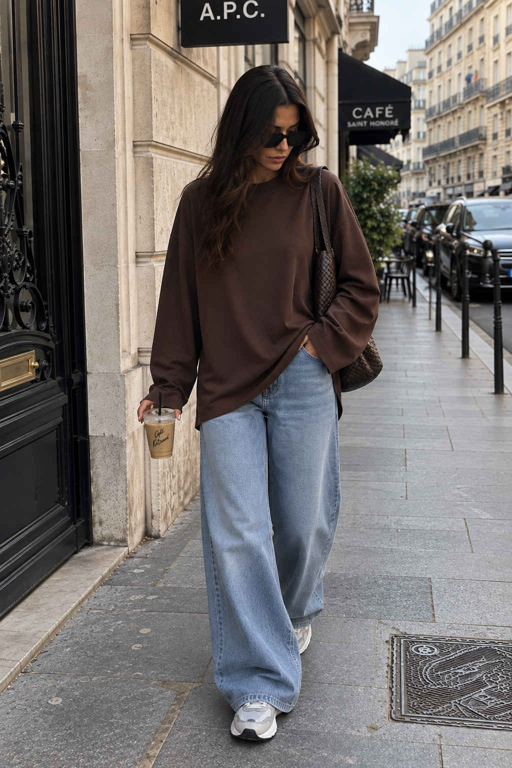 T shirt basic marron