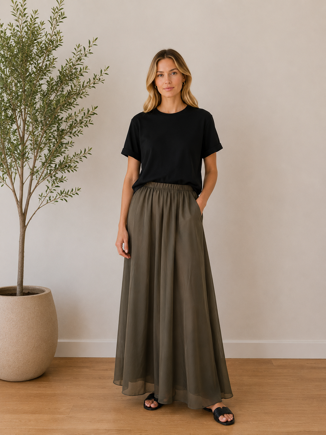 Jupe poplin kaki - DC