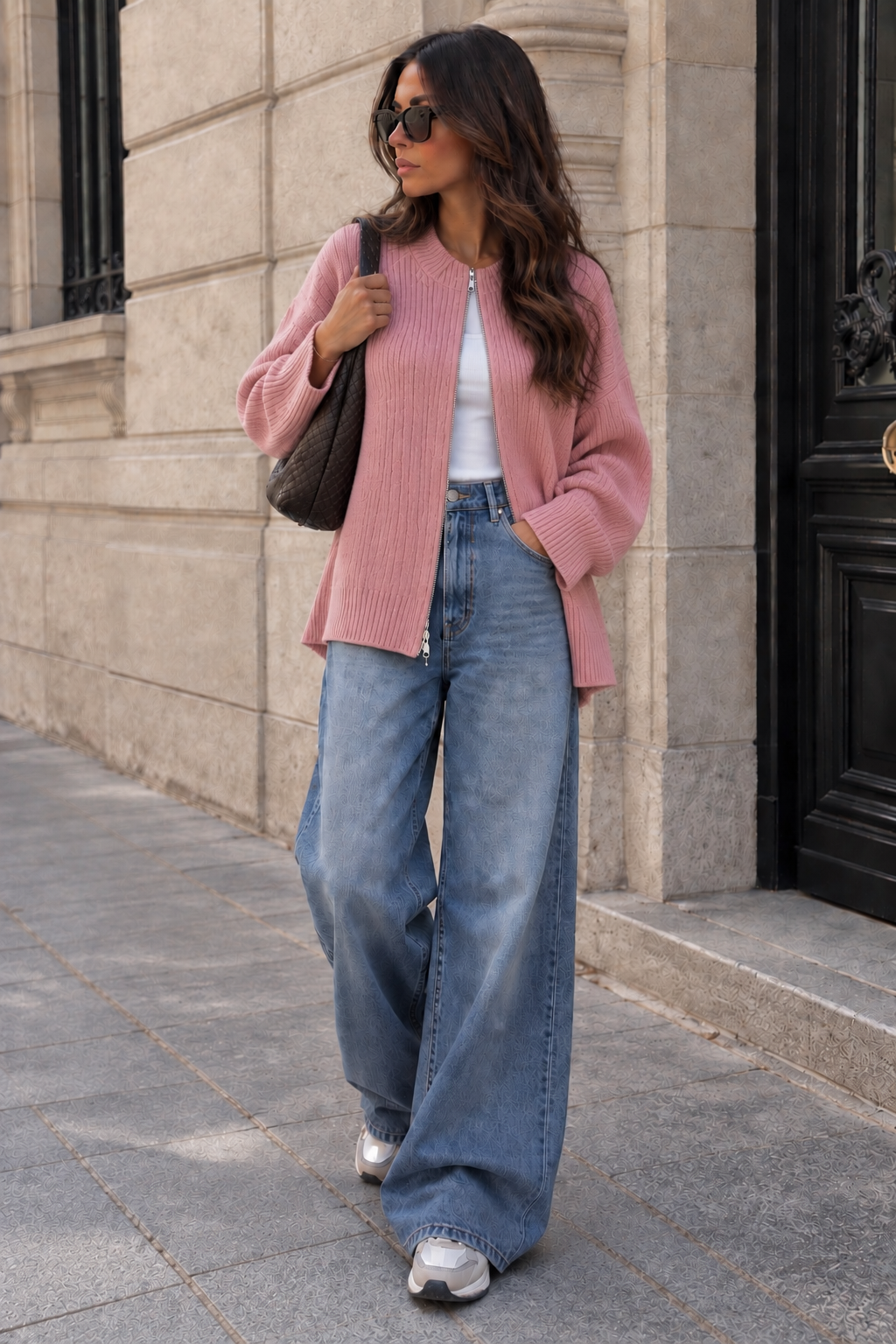 Gilet zip rose