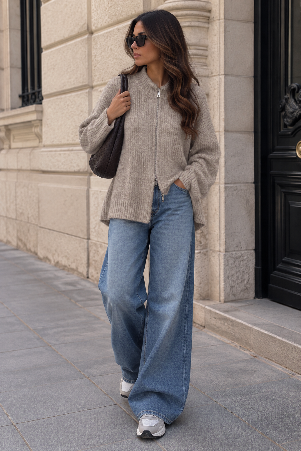 Gilet zip beige