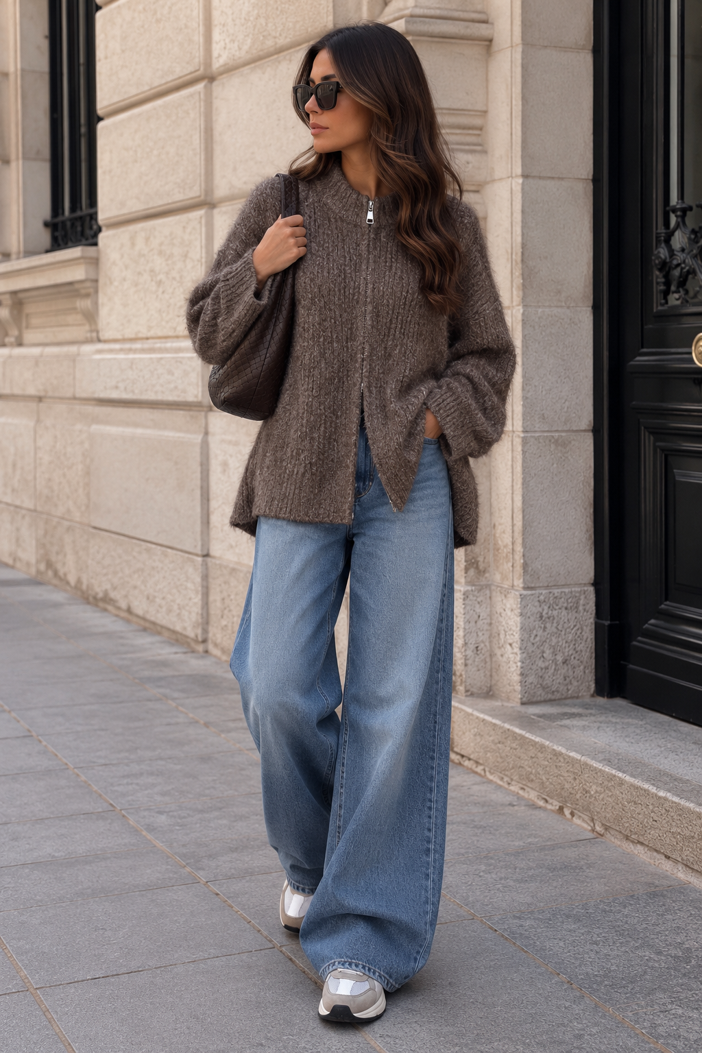 Gilet zip marron