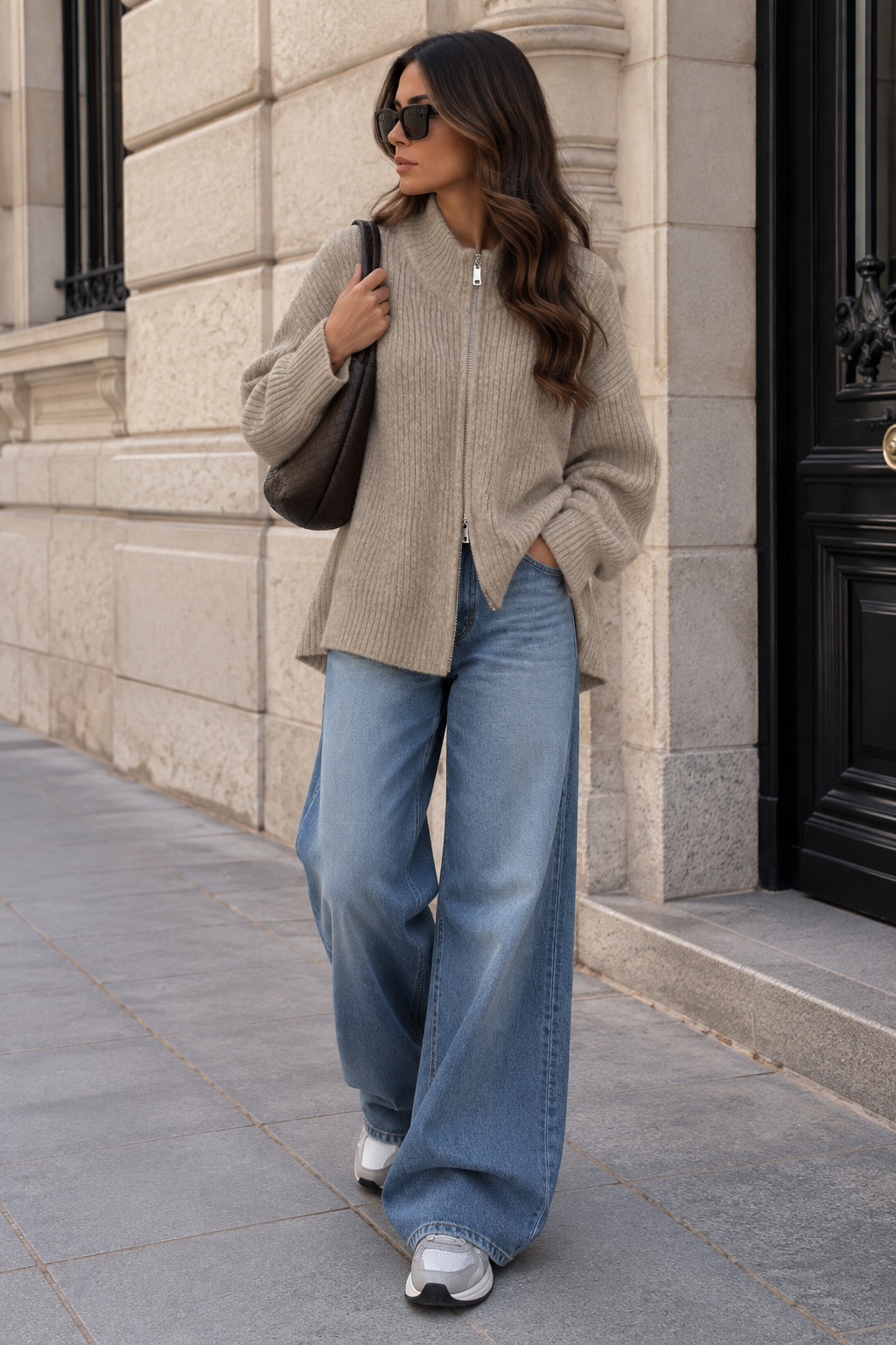 Gilet zip camel