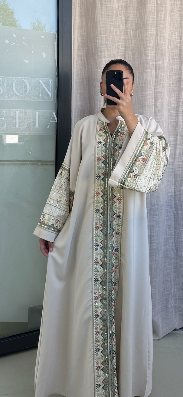 ROBE PERLÉE BRODÉE BEIGE